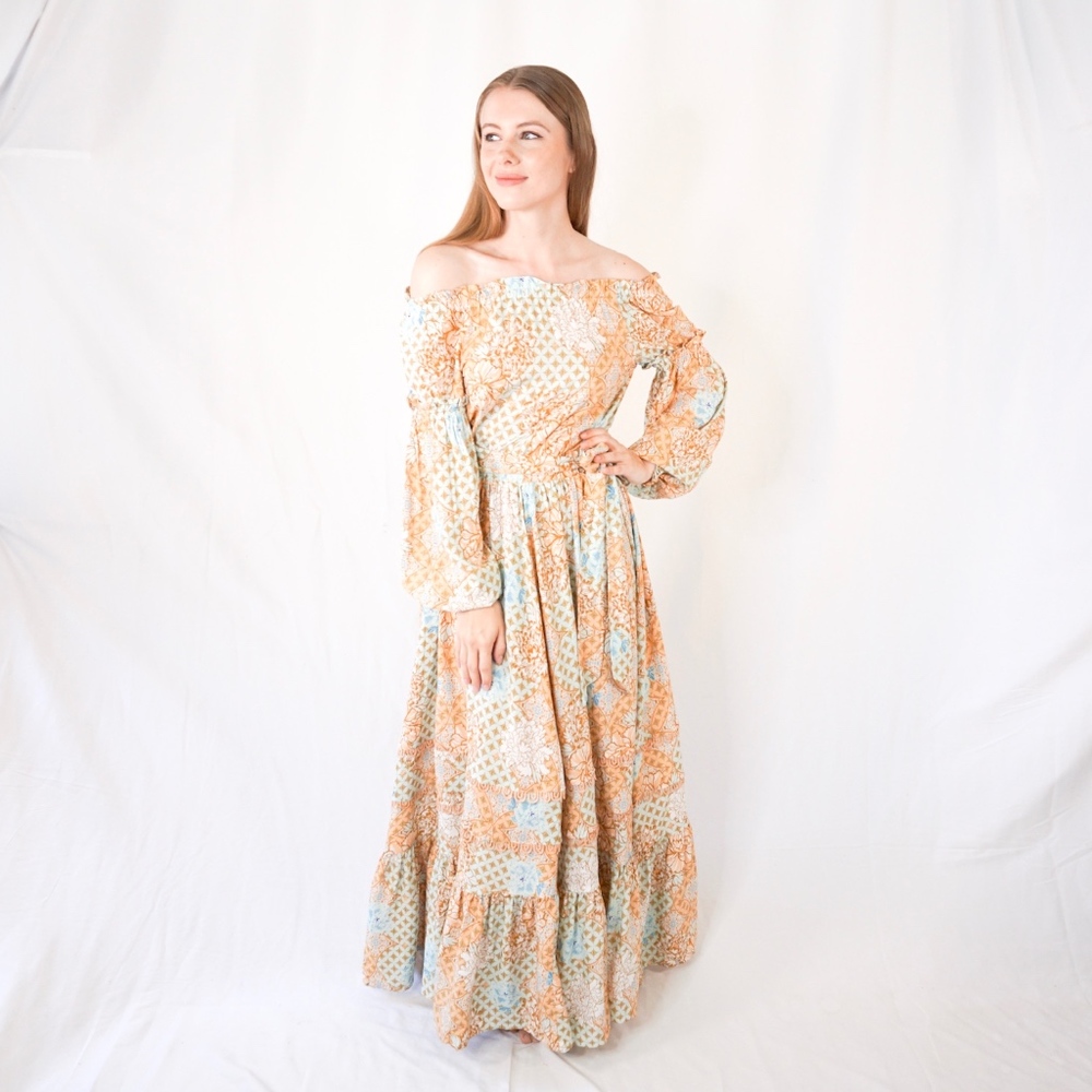 JAASE Maya Print Lauv Off-Shoulder Maxi Dress